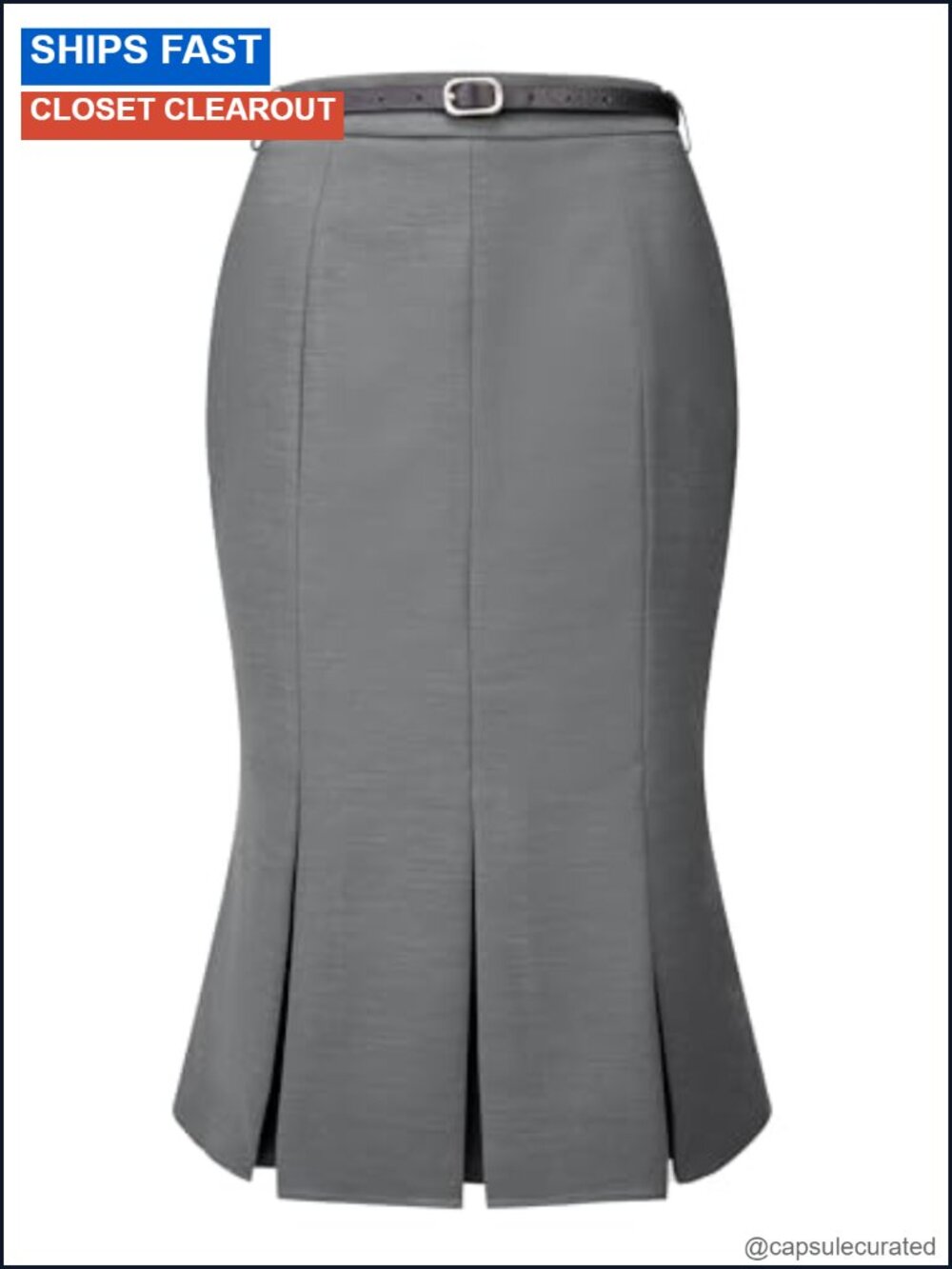 Elegant Formal Knee Length Fishtail Pencil Skirt with Belt